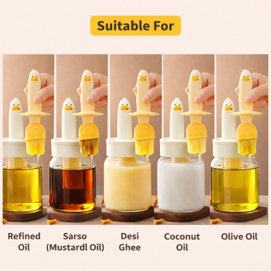 Cute Duck Oil Dispenser with Silicone Brush – Buy 1 Get 1 Free