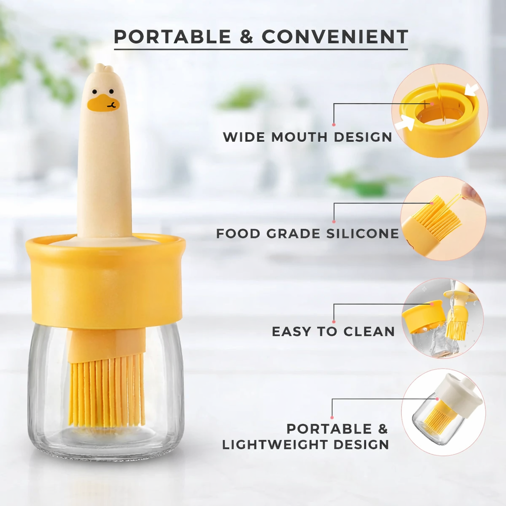 Cute Duck Oil Dispenser with Silicone Brush – Buy 1 Get 1 Free