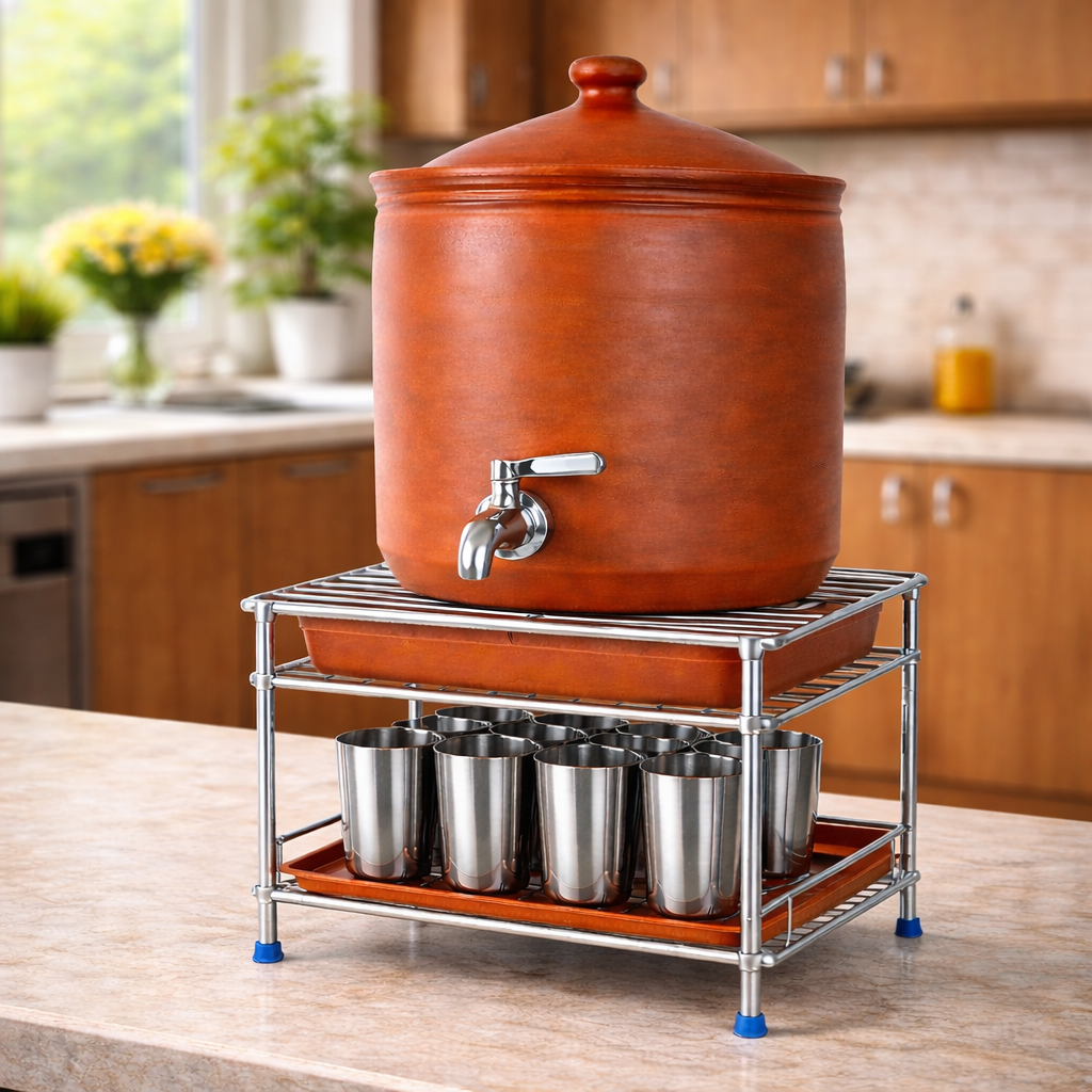 Premium Stainless Steel Matka Stand Set With Free Tray