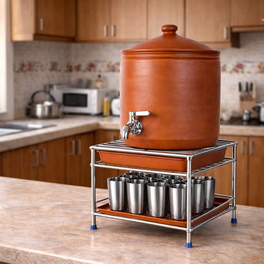 Premium Stainless Steel Matka Stand Set With Free Tray