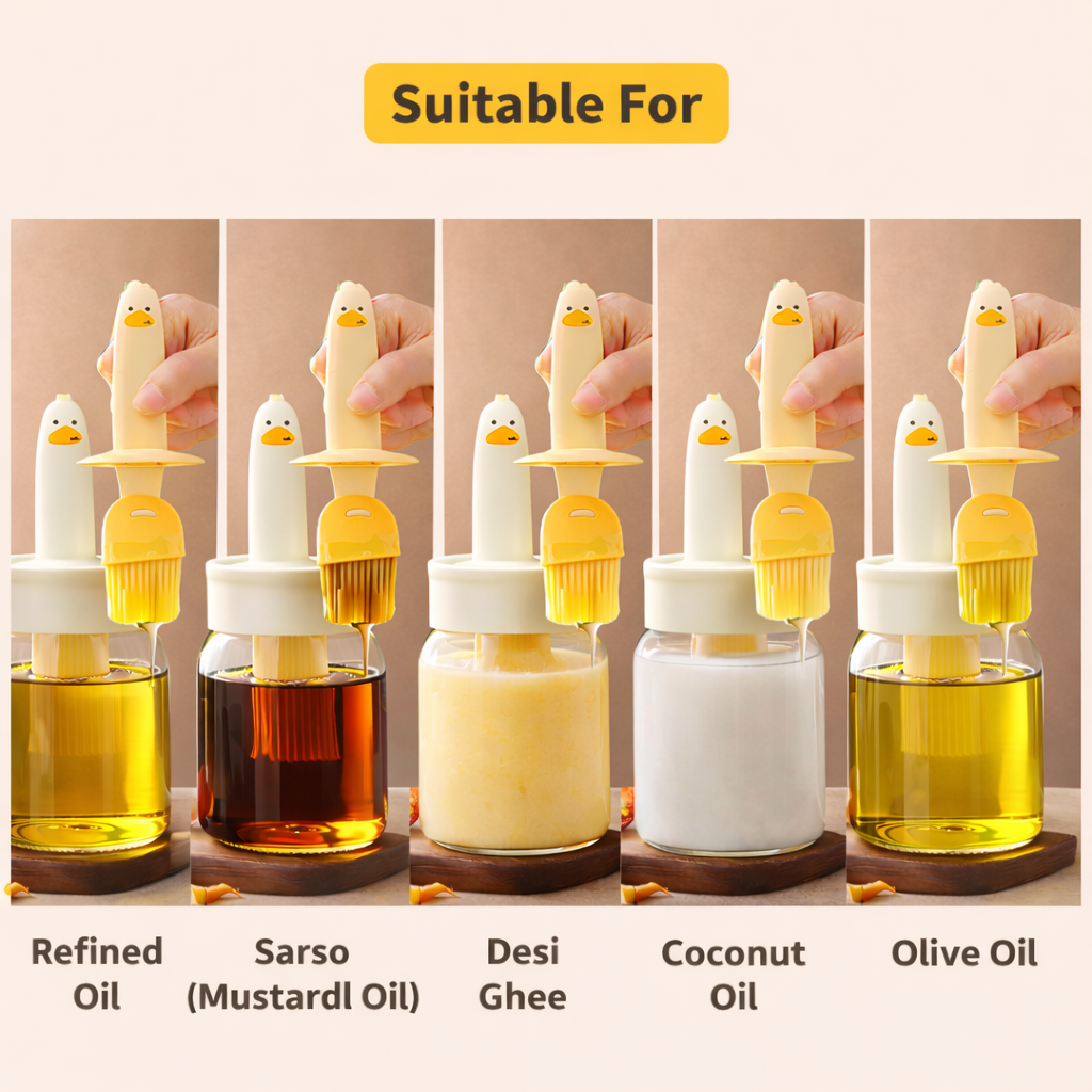 Cute Duck Oil Dispenser with Silicone Brush – Buy 1 Get 1 Free