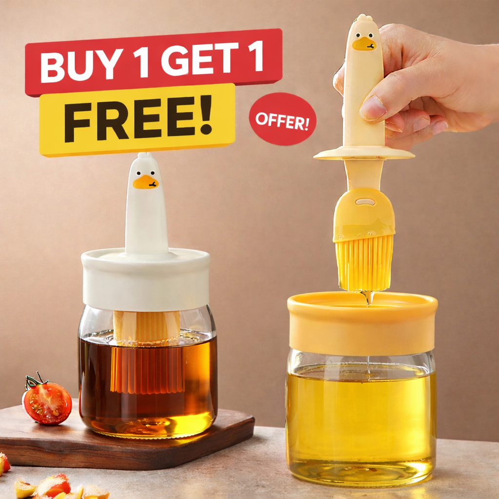 Cute Duck Oil Dispenser with Silicone Brush – Buy 1 Get 1 Free
